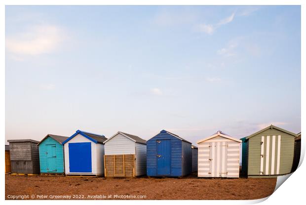 Beach Huts On Teignmouth's Back Beach At Sunset Print by Peter Greenway