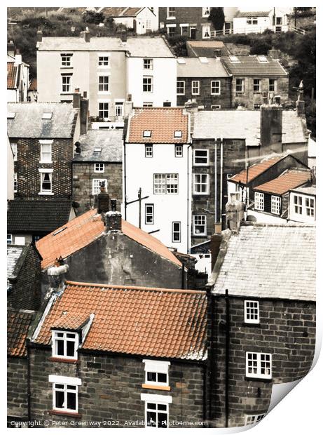 Colourful Rooftops Of Staithes Fishing Port Print by Peter Greenway