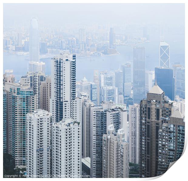 Skyscapers & High Rise Buildings In Hong Kong, China Print by Peter Greenway