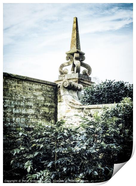 Pinnacle On Top of A Corner Of A Wall In The Garde Print by Peter Greenway