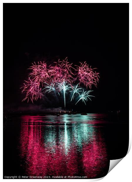 Fireworks Over Plymouth Harbour. Print by Peter Greenway