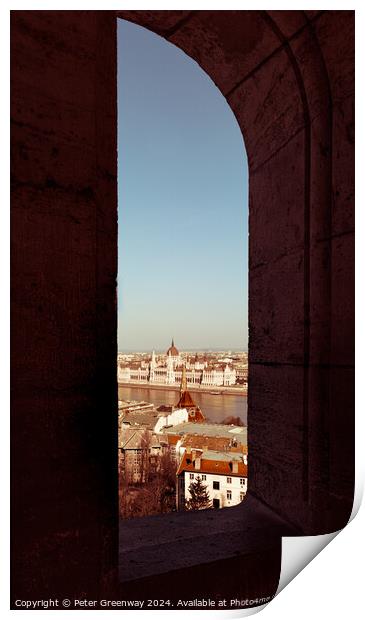 View Across The River Danube From The Fisherman's Bastion ( Hala Print by Peter Greenway