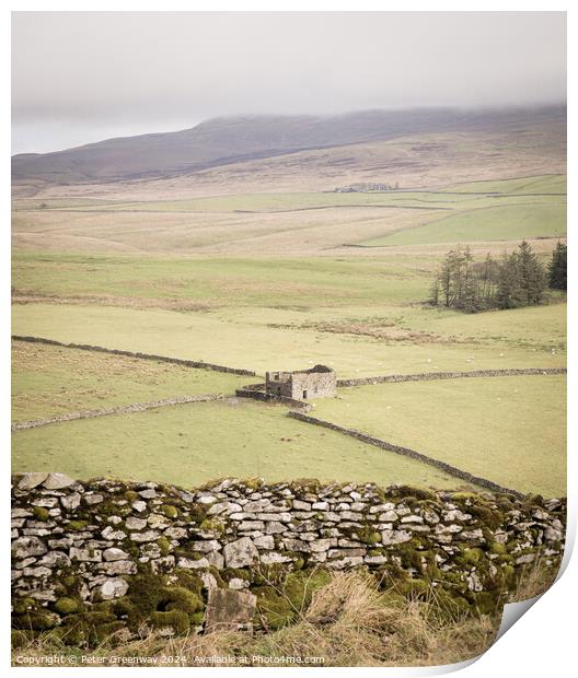 Hanging Mist In The Countryside Around Malham Dale In The Yorksh Print by Peter Greenway