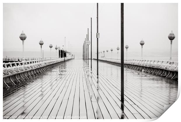 Princess Pier Torquay In The Rain Print by Peter Greenway