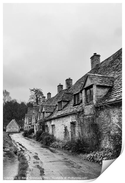 Row of Historic Quintessential Cotswold Cottages I Print by Peter Greenway