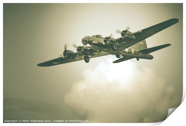 B-17 Flying Fortress Bomber - 'Sally B' at Farnbor Print by Peter Greenway