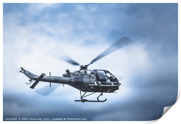 British Army 'Sioux' Scout Helicopter Print by Peter Greenway