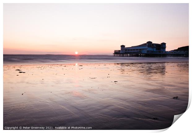 The Grand Pier, Weston-Super-Mare At Sunset Print by Peter Greenway