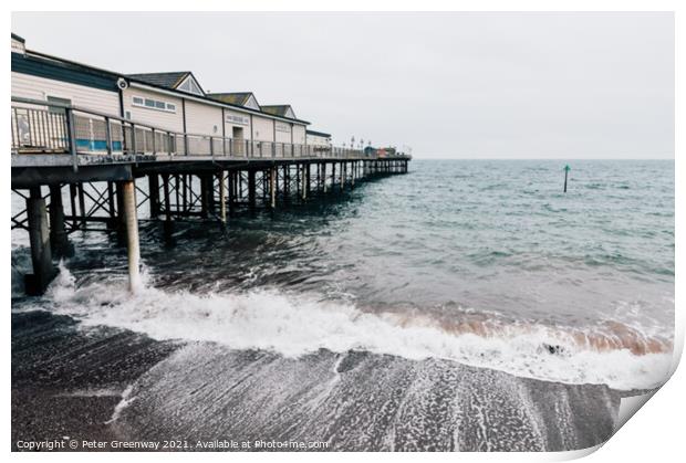 Teignmouth Pier On A Bleak Winter's Afternoon Print by Peter Greenway