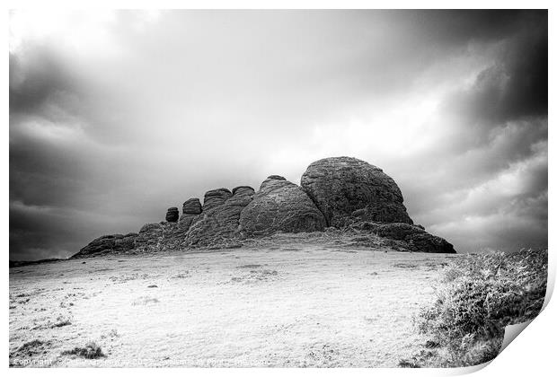 The Iconic Heytor Tor on Dartmoor In Infrared Print by Peter Greenway
