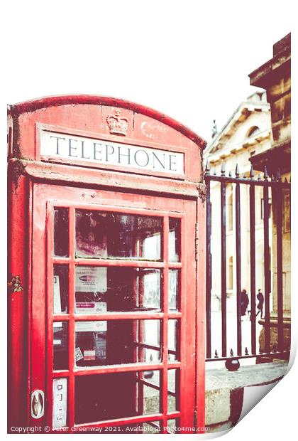 Red Telephone Box Outside The Shaldonian Theatre,  Print by Peter Greenway