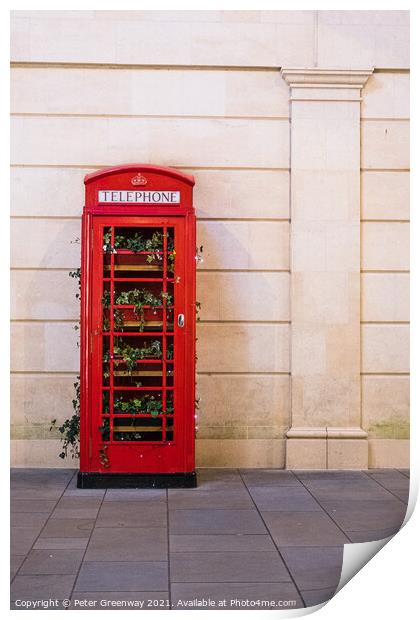 Iconic Red Telephone Box In Bath ( Decorated ) Print by Peter Greenway