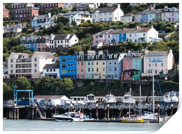 Colourful Houses Around Dartmouth Harbour Print by Peter Greenway
