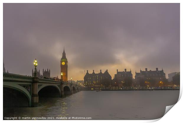 Enchanting London Mist Print by Martin Yiannoullou