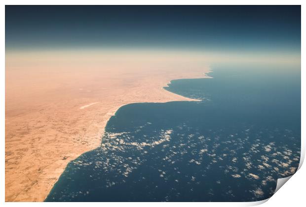 Aerial view of Mediterranean coast of Egypt where Sahara meets the sea Print by Mirko Kuzmanovic
