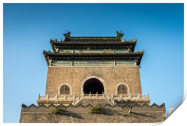 Bell Tower in Beijing, China, built in 1272 during the Yuan dynasty Print by Mirko Kuzmanovic