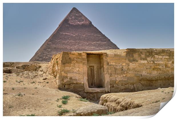 Ancient tomb and the Pyramid of Khafre (Pyramid of Chephren) in Cairo, Egypt Print by Mirko Kuzmanovic