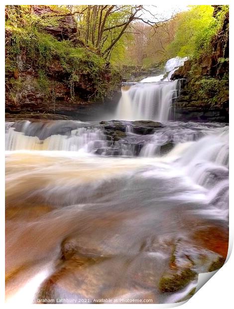 Afon Mellte waterfall, Brecon Beacons Print by Graham Lathbury