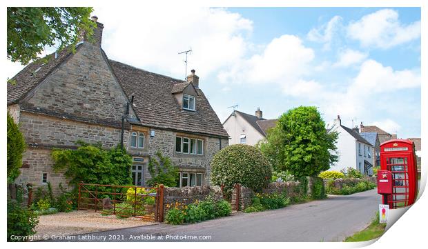 Cotswolds Cottages, Nympsfield Print by Graham Lathbury