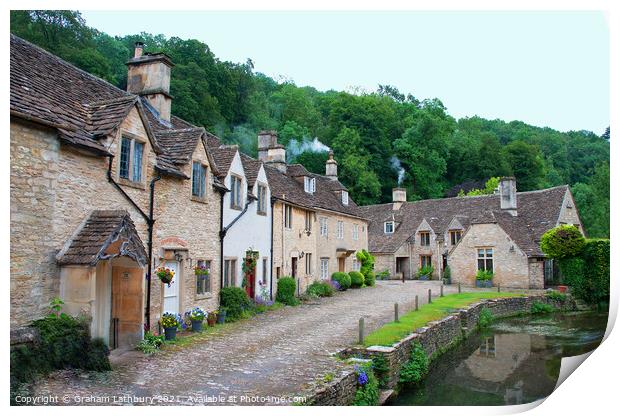 Castle Combe Cottages Print by Graham Lathbury