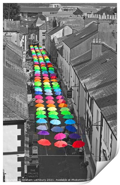 Caernarfon Umbrellas Print by Graham Lathbury