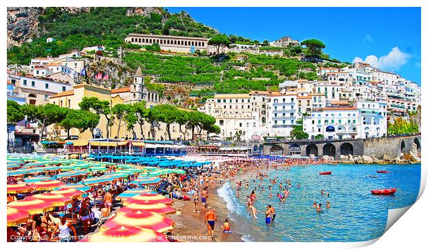 Positano Beach Scene Print by Graham Lathbury