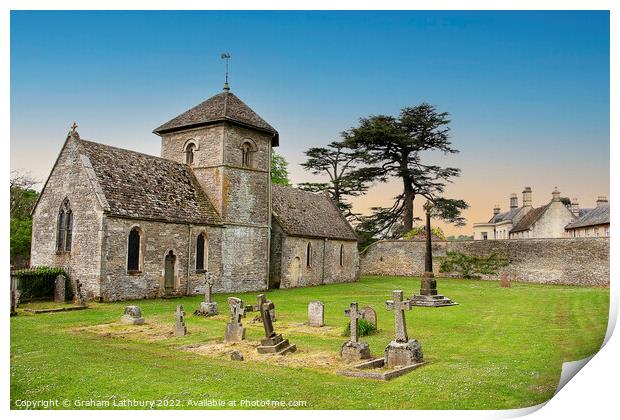 St Nicholas of Myra's Church, Ozleworth Print by Graham Lathbury