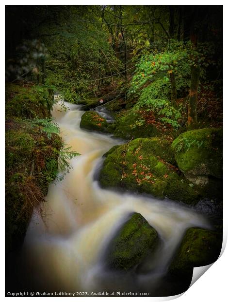 Forest Waterfall Cumbria Print by Graham Lathbury