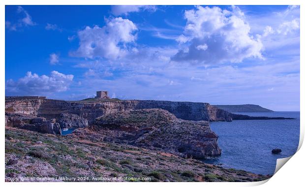 St. Mary's Tower, Comino, Malta Print by Graham Lathbury