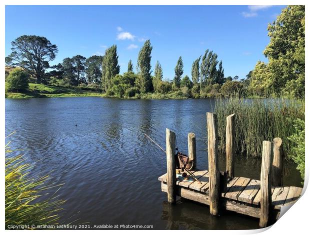 Gone Fishing, Hobbiton Print by Graham Lathbury