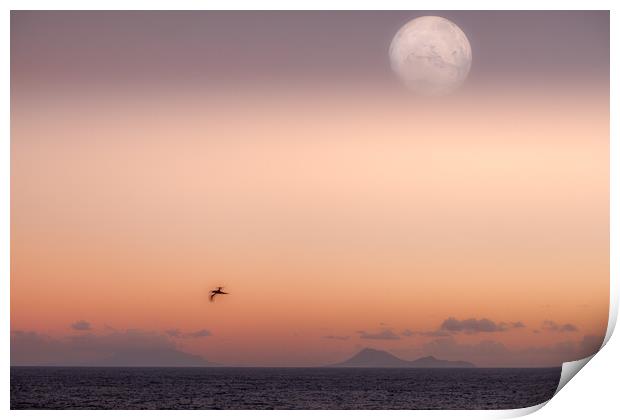 Sunset over the ocean Print by Stuart Chard