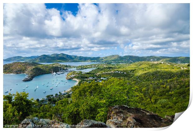  View of English Harbor from Shirley Heights Print by Stuart Chard