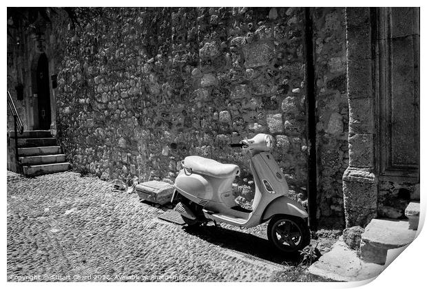 Scooter in Rhodes Old Town Print by Stuart Chard