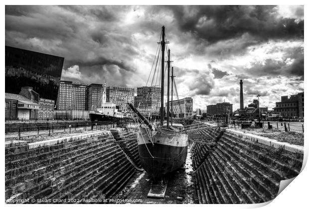 Ship in Dry Dock Liverpool Print by Stuart Chard