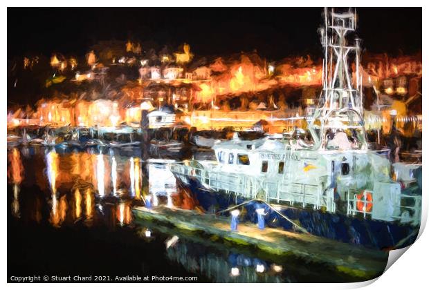 Whitby Harbour Fisheries Patrol Boat Print by Stuart Chard