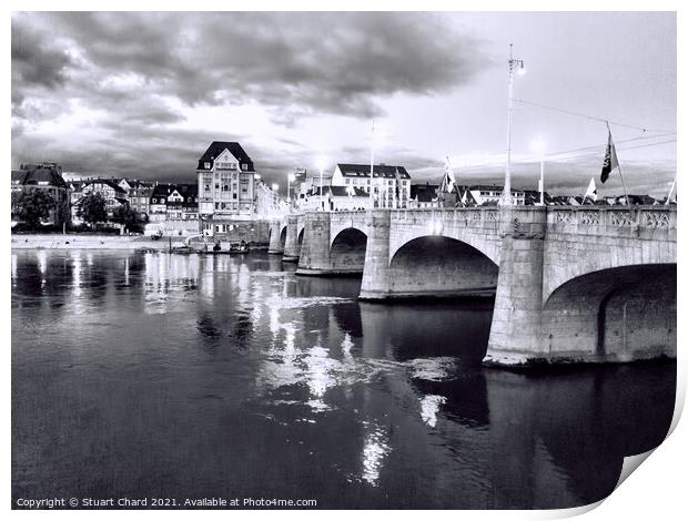 Middle Bridge over the Rhine in Basel Switzerland  Print by Stuart Chard