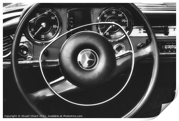 Mercedes Benz Classic Car Dashboard Print by Stuart Chard