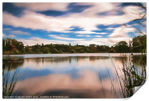 Still lake in the english countryside Print by Stuart Chard