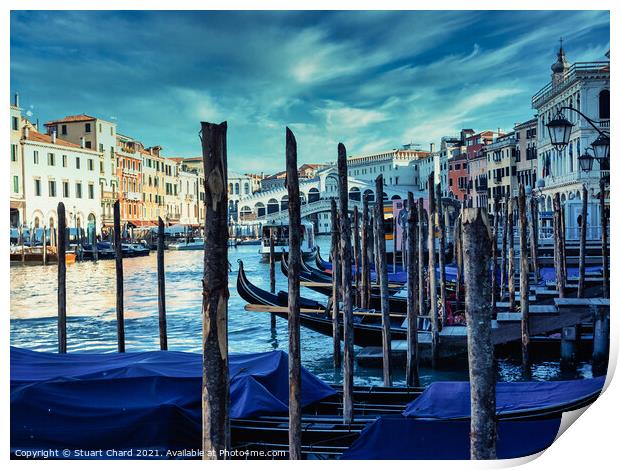 Rialto bridge and Grand Canal in Venice, Italy. Print by Stuart Chard