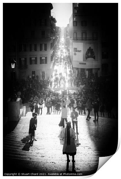 The Spanish Steps in black and white, Rome italy Print by Stuart Chard