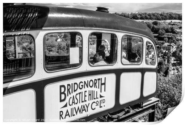 Bridgnorth cliff railway - black and white photogr Print by Stuart Chard