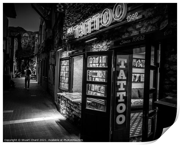 Bar street in Marmaris town Print by Stuart Chard