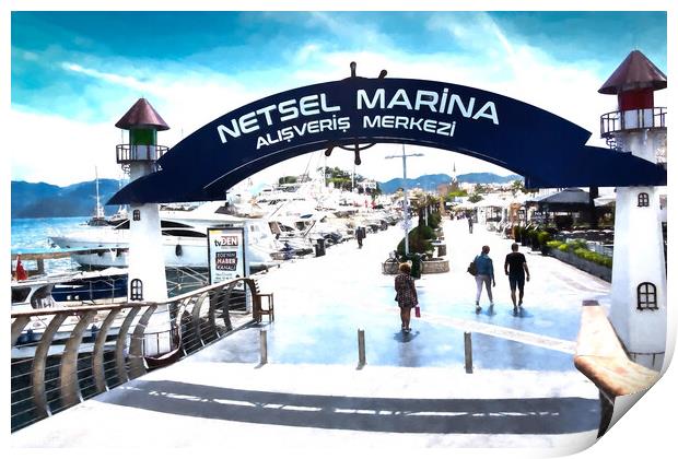 Netsel Marina and promenade in Marmaris Turkey Print by Stuart Chard