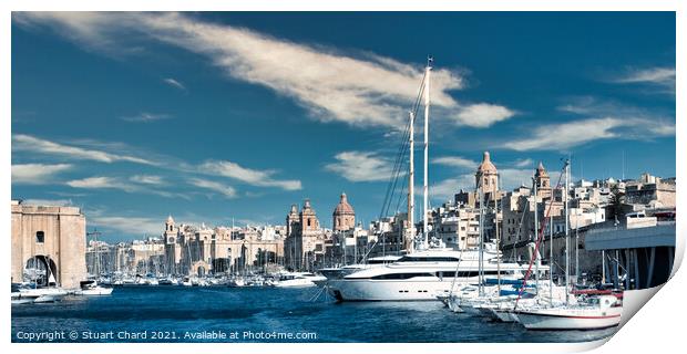 Malta, Vittoriosa Yacht Marina Print by Stuart Chard