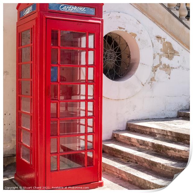   Traditional red telephone box in Valletta, Malta Print by Stuart Chard