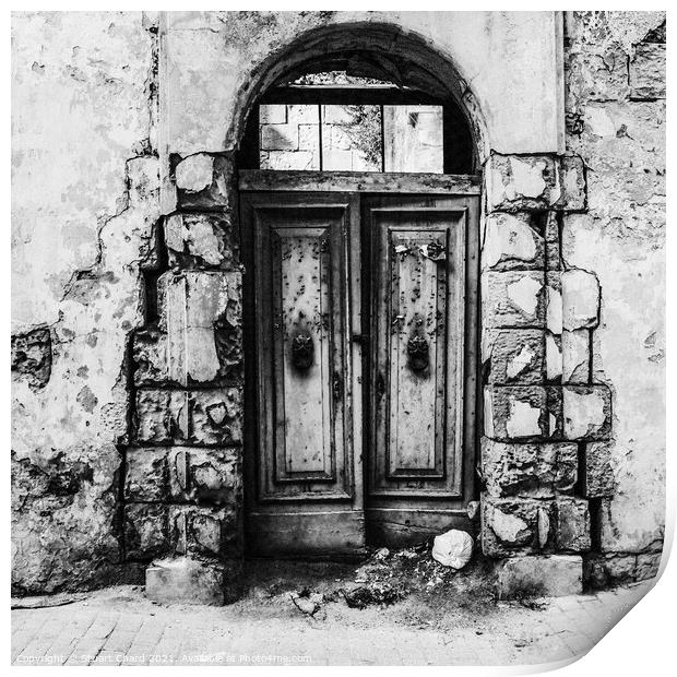 Old door on Malta Print by Stuart Chard