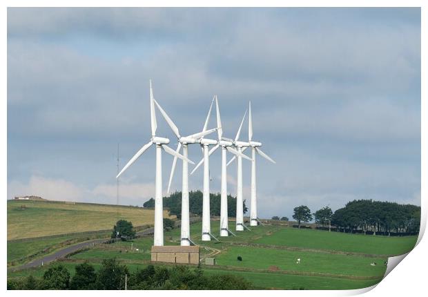 Roadside wind turbines Print by Roy Hinchliffe