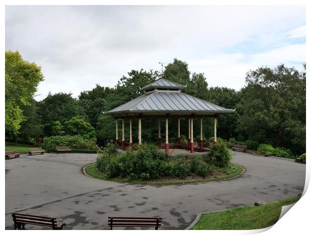 Beaumont Park bandstand Huddersfield Print by Roy Hinchliffe
