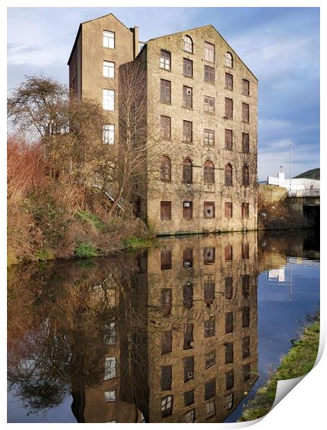 Building reflections in the Huddersfield canal Print by Roy Hinchliffe