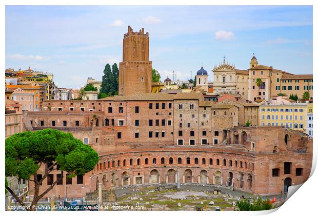 Ruins of Trajan's Market, the world's oldest shopping mall, in Rome, Italy Print by Chun Ju Wu